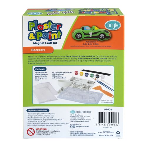 Plaster and Paint Magnet Craft Kit - Racing Cars