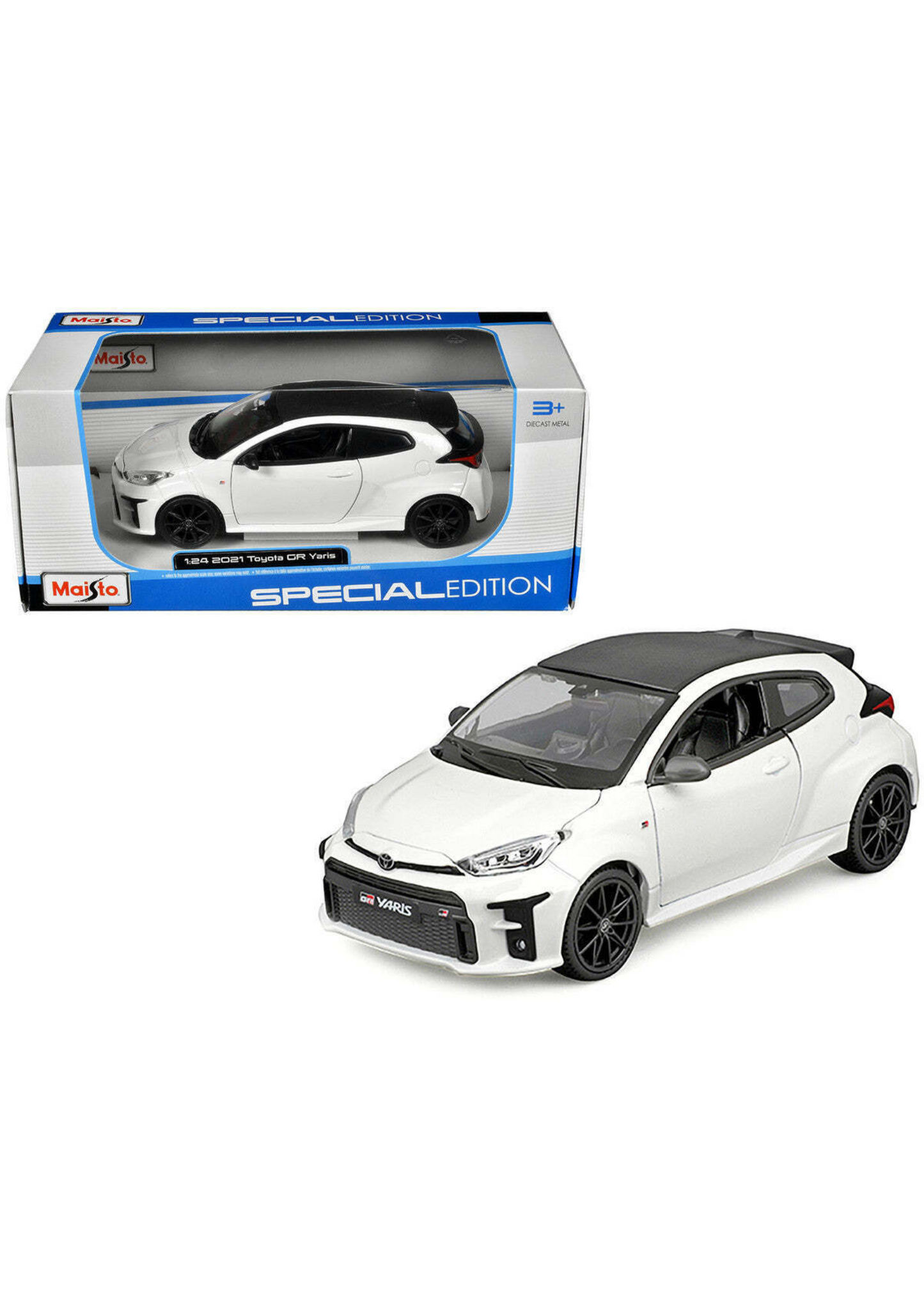 2021 Toyota GR Yaris White w/Carbon Top 1:24 Diecast Model Car Maisto