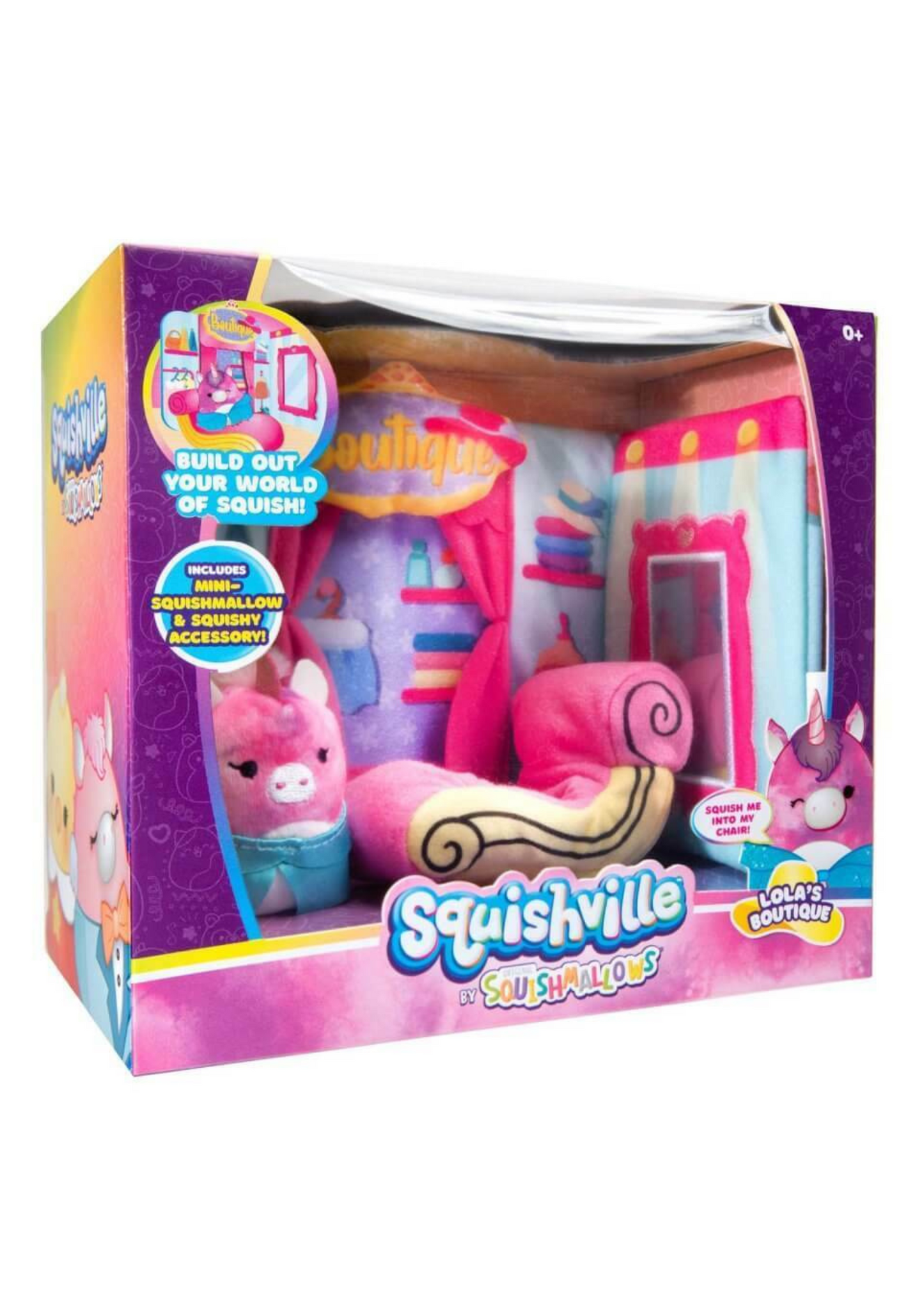 SQUISHVILLE SQUISHMALLOWS Medium Soft Playset Play Scene Lola's Boutique