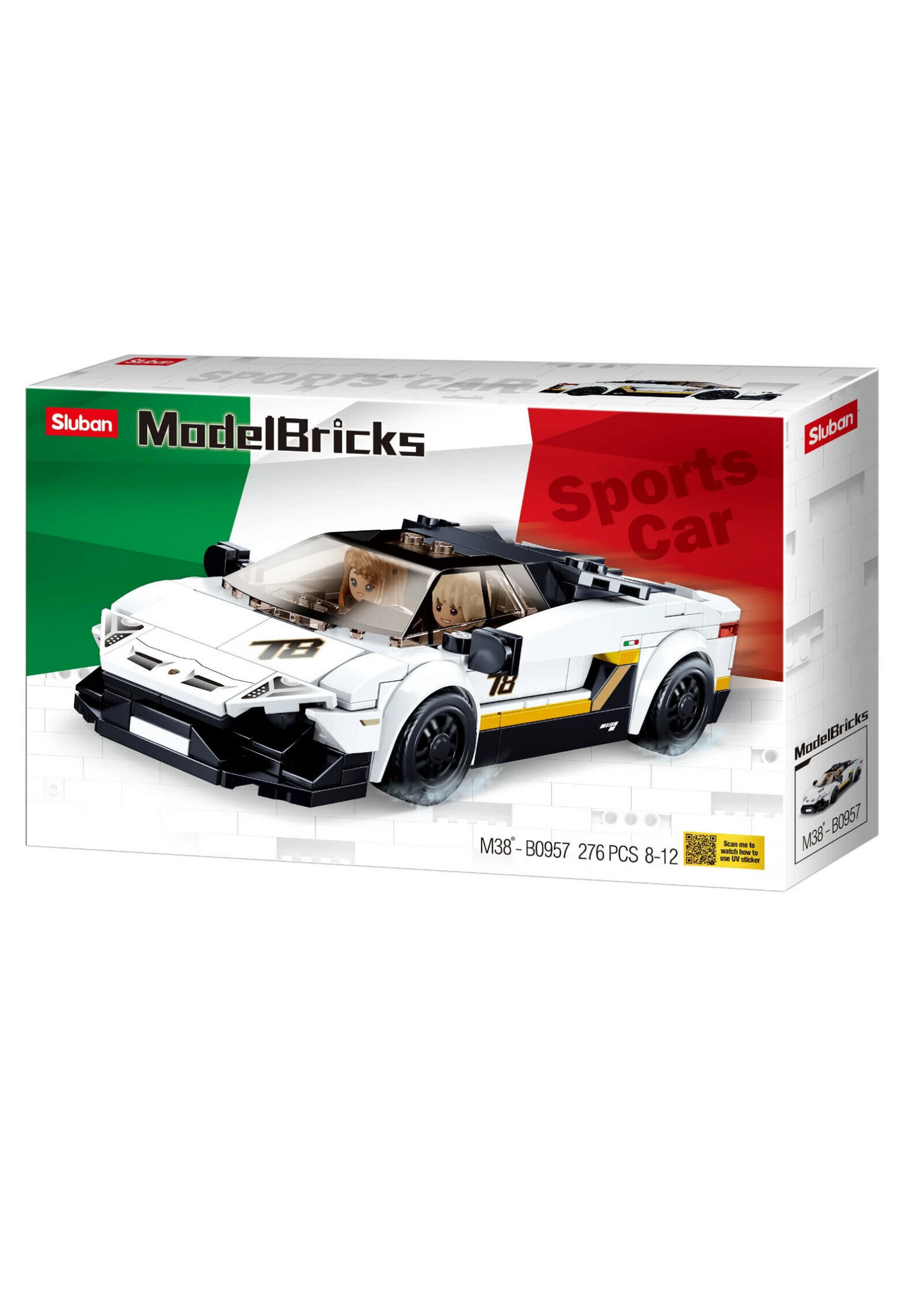 SLUBAN Model Bricks Sports Car White Building Toys