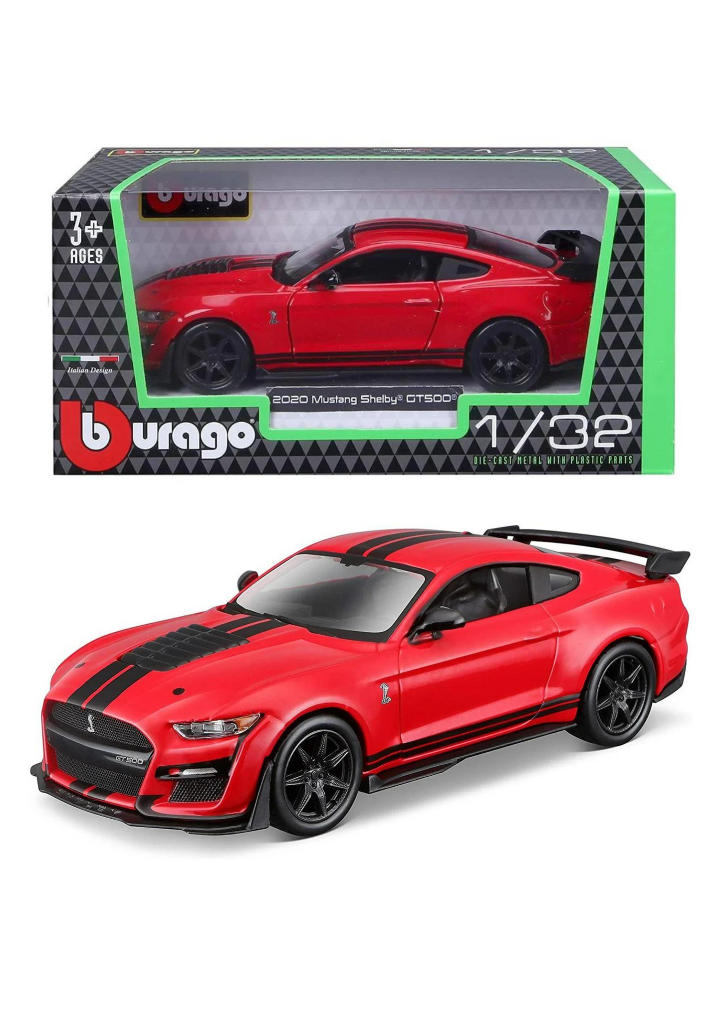 Bburago 2020 Mustang Shelby GT500 Red 1:32 Diecast Model Car