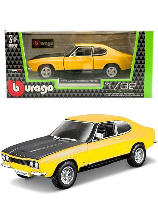 Bburago 1970 Ford Capri RS2600 Yellow 1:32 Diecast Model Car