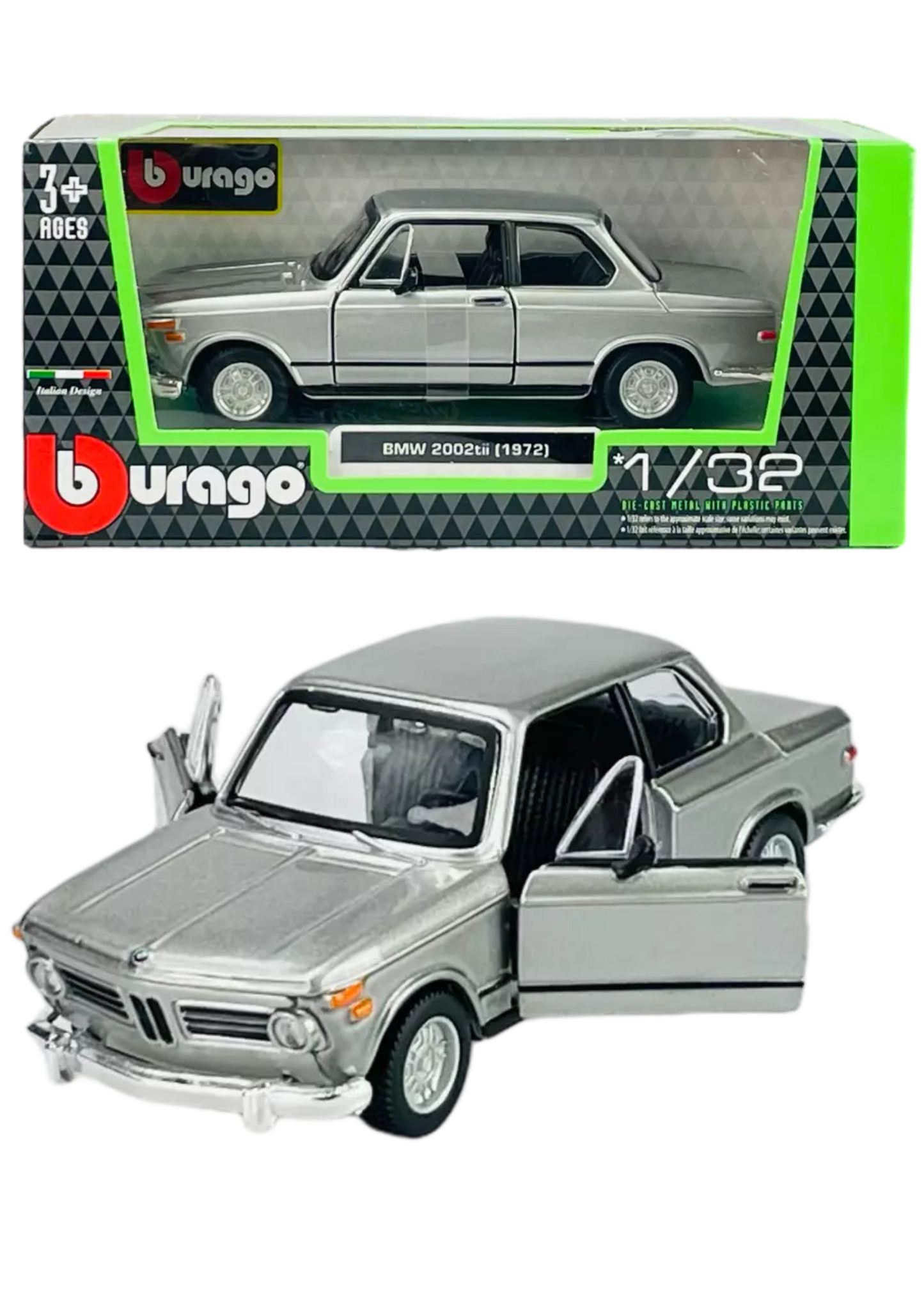 Bburago 1972 BMW 2002tii Silver 1:32 Diecast Model Car