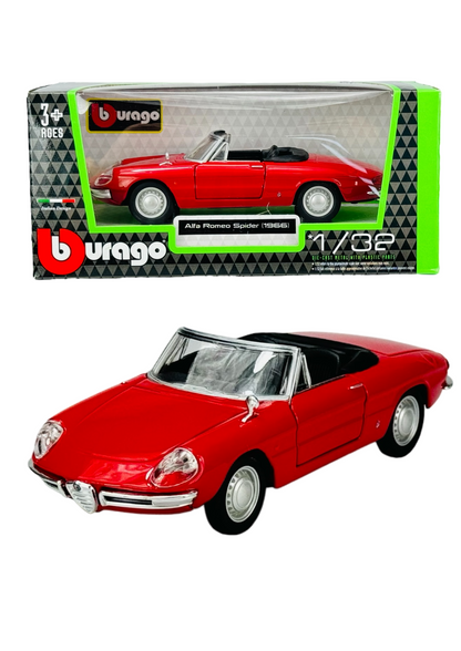 Bburago  1966 Alfa Romeo Spider Red 1:32 Diecast Model Car