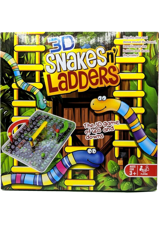 3D Snakes N Ladders Classic Family Fun Board Game