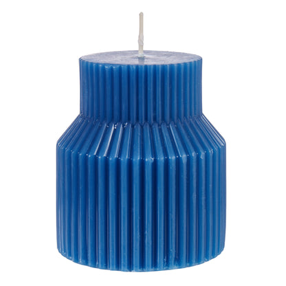 Amalfi Pippa Ribbed Art Candle Unscented Decorative Blue