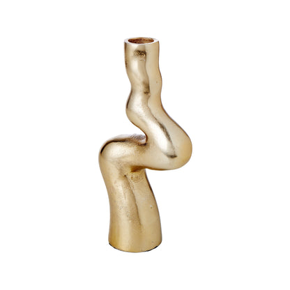 Amalfi Twisted Metal Candle Holder Candlestick Stand Gold 20cm