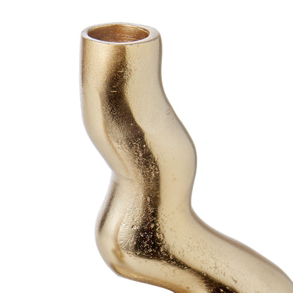 Amalfi Twisted Metal Candle Holder Candlestick Stand Gold 20cm