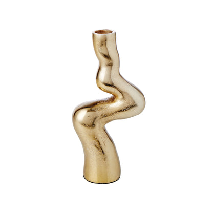 Amalfi Twisted Metal Candle Holder Candlestick Stand Gold 20cm