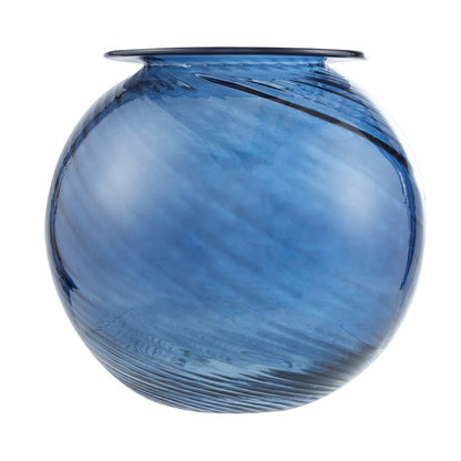 Amalfi Hana Glass Vase Ribbed Swirl Blue