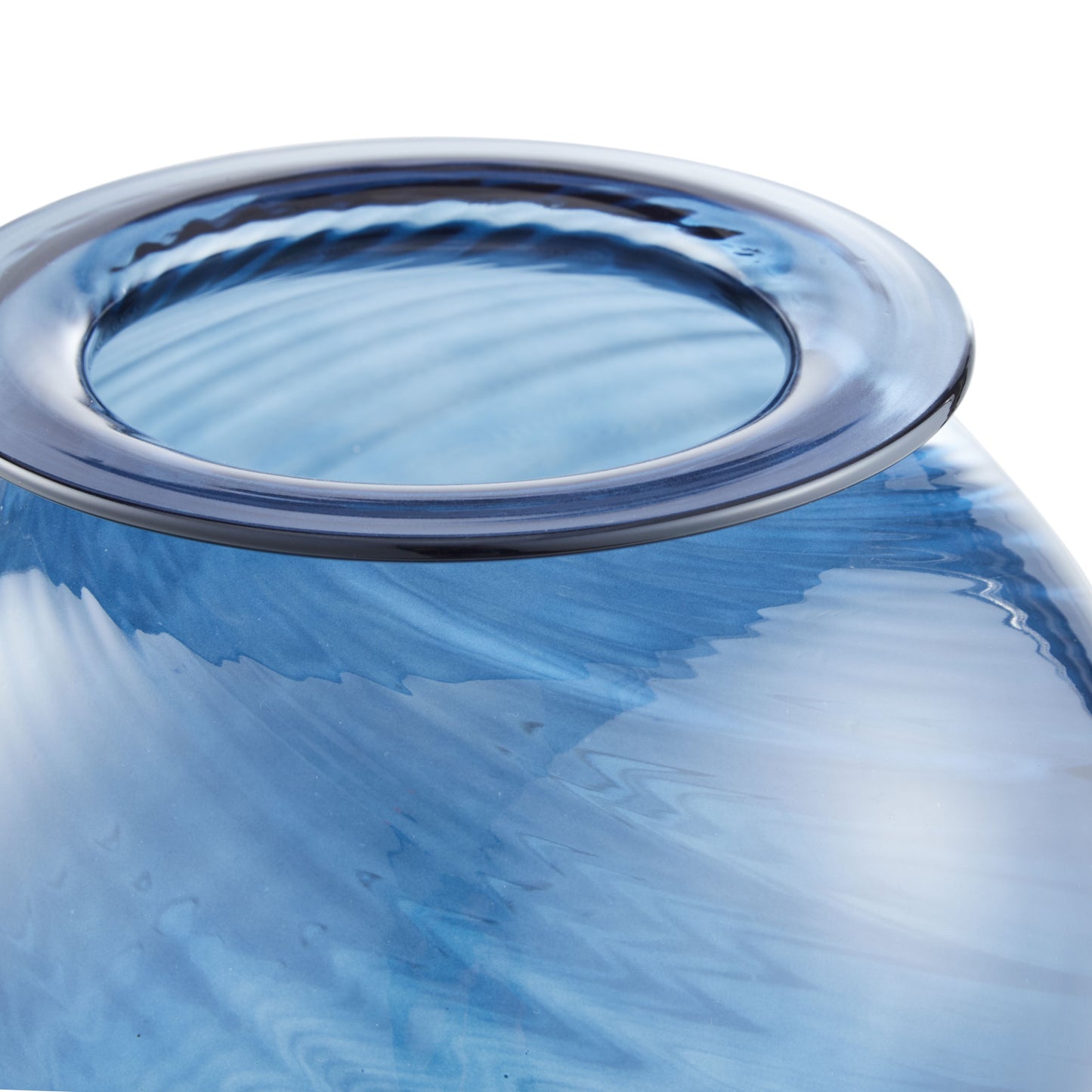 Amalfi Hana Glass Vase Ribbed Swirl Blue