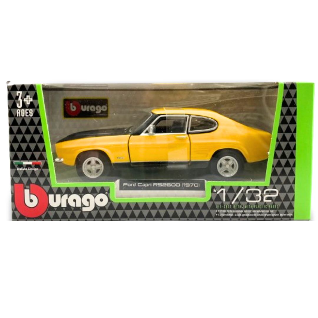 Bburago 1970 Ford Capri RS2600 Yellow 1:32 Diecast Model Car