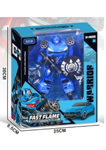 Fast Flame Super Car Deformation Robot 23cm Assortment Blue or Red