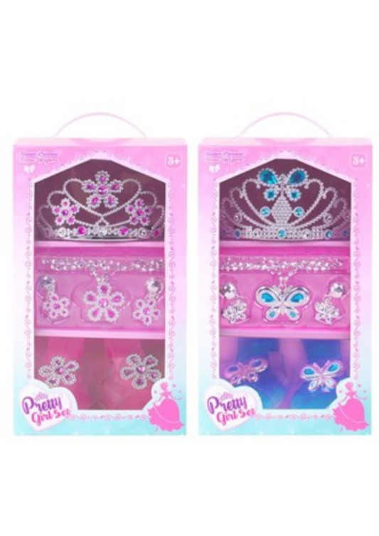 Princess Dress Up Set with Slippers & Tiara Assortment Pink or Blue