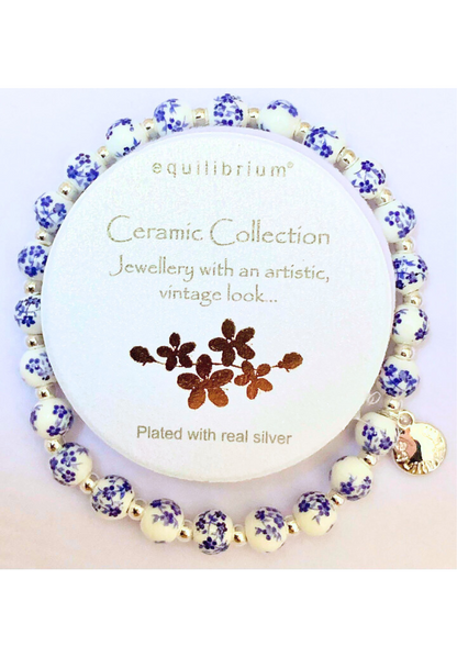 Equilibrium Vintage Ceramic Floral Silver plated Bracelets