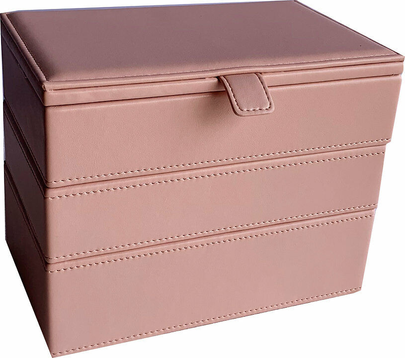 3 Piece Stackable Jewellery Organiser Box Set in Pink