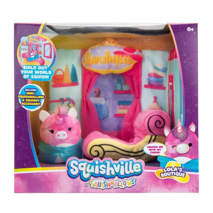 SQUISHVILLE SQUISHMALLOWS Medium Soft Playset Play Scene Lola's Boutique