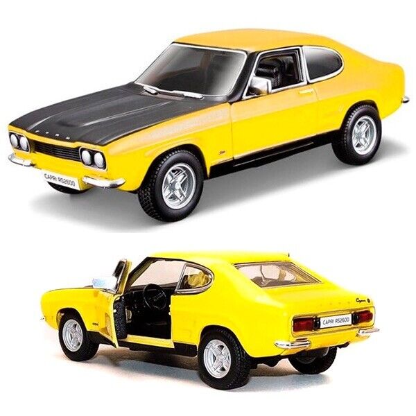 Bburago 1970 Ford Capri RS2600 Yellow 1:32 Diecast Model Car