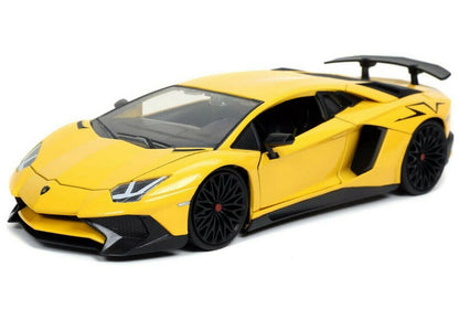 HyperSpec 2017 Lamborghini Aventador SV Yellow 1:24 Diecast Model Car By Jada