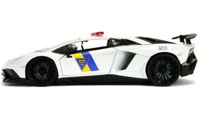 Lamborghini Aventador HyperSpec 2017SV White State Police 1:24 Diecast Car