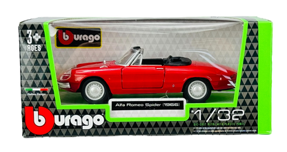 Bburago  1966 Alfa Romeo Spider Red 1:32 Diecast Model Car