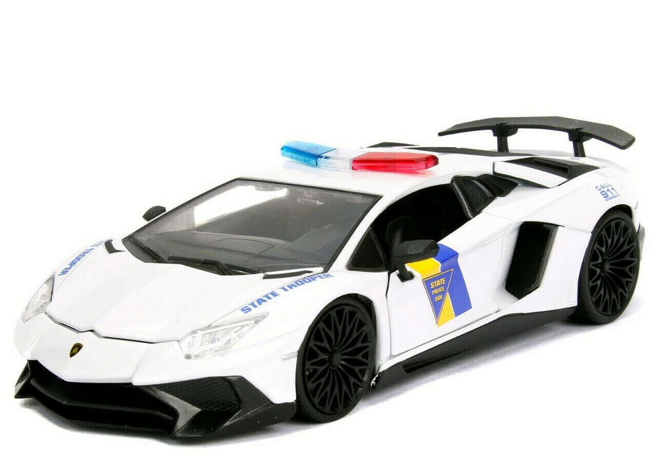 Lamborghini Aventador HyperSpec 2017SV White State Police 1:24 Diecast Car