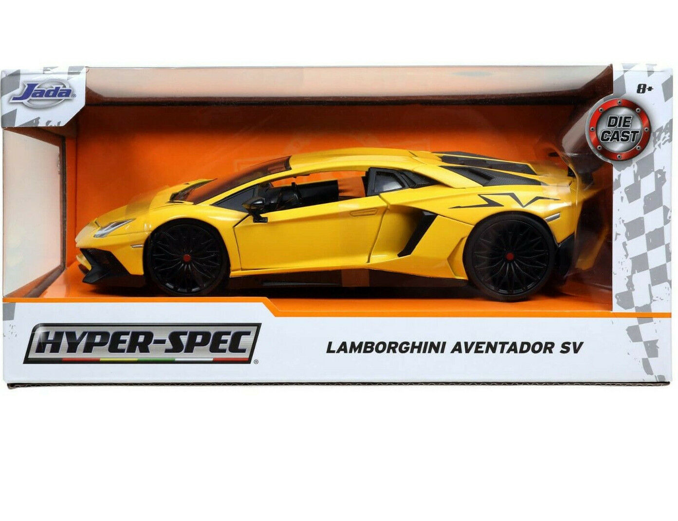 HyperSpec 2017 Lamborghini Aventador SV Yellow 1:24 Diecast Model Car By Jada