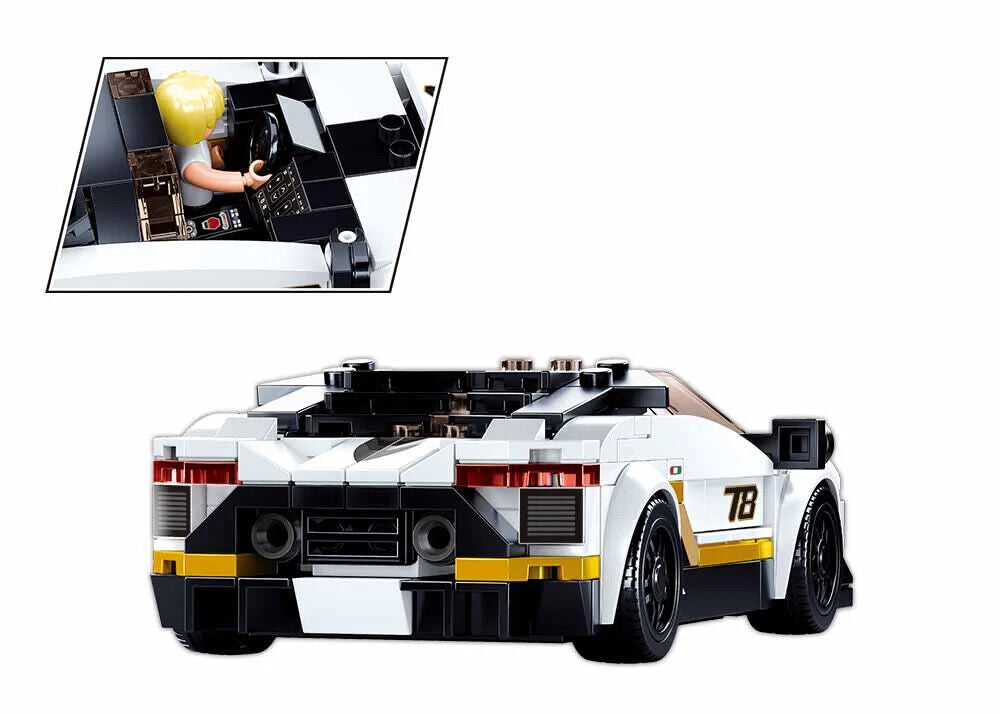 SLUBAN Model Bricks Sports Car White Building Toys