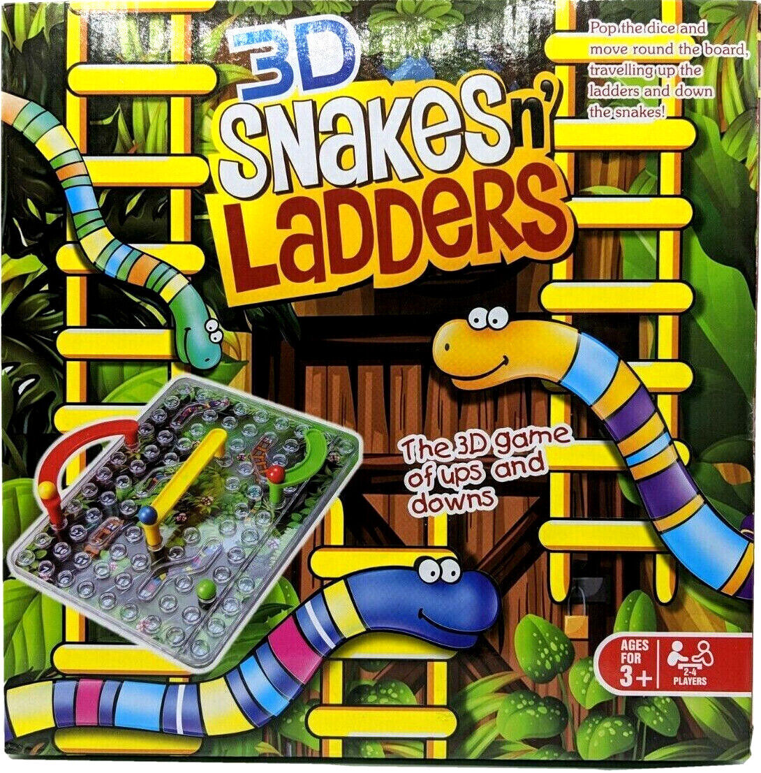 3D Snakes N Ladders Classic Family Fun Board Game